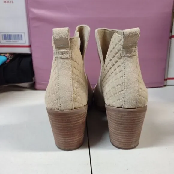 Toms Women's 10 Beige Leather Ankle Booties - Picture 3 of 10